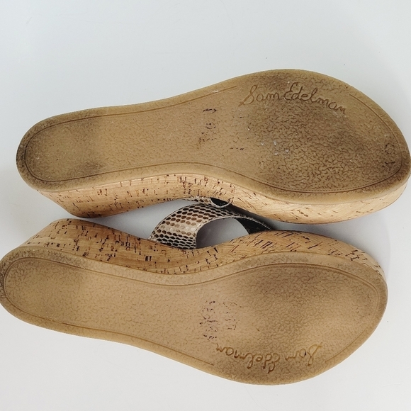 Sam Edelman‎ Natural Romy Wedge Leather Sandals - Picture 7 of 8